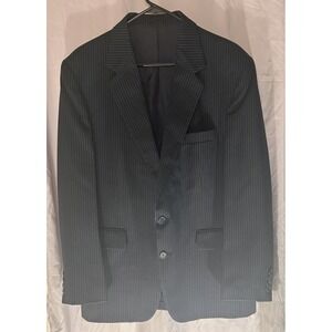 The Mens Store Mens 42R Black Pinstripe Blazer 2 Button Suit Jacket